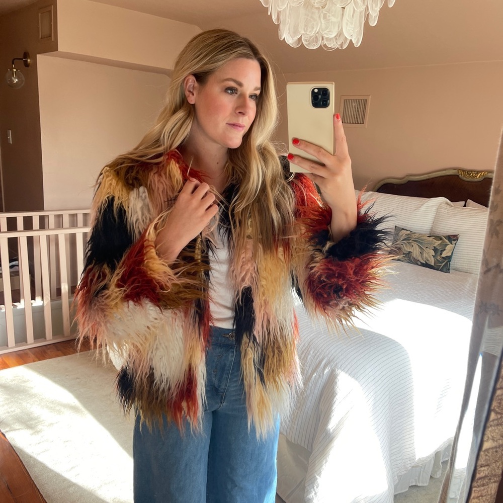 Multicolor Faux Fur Jacket | MINKPINK | Small